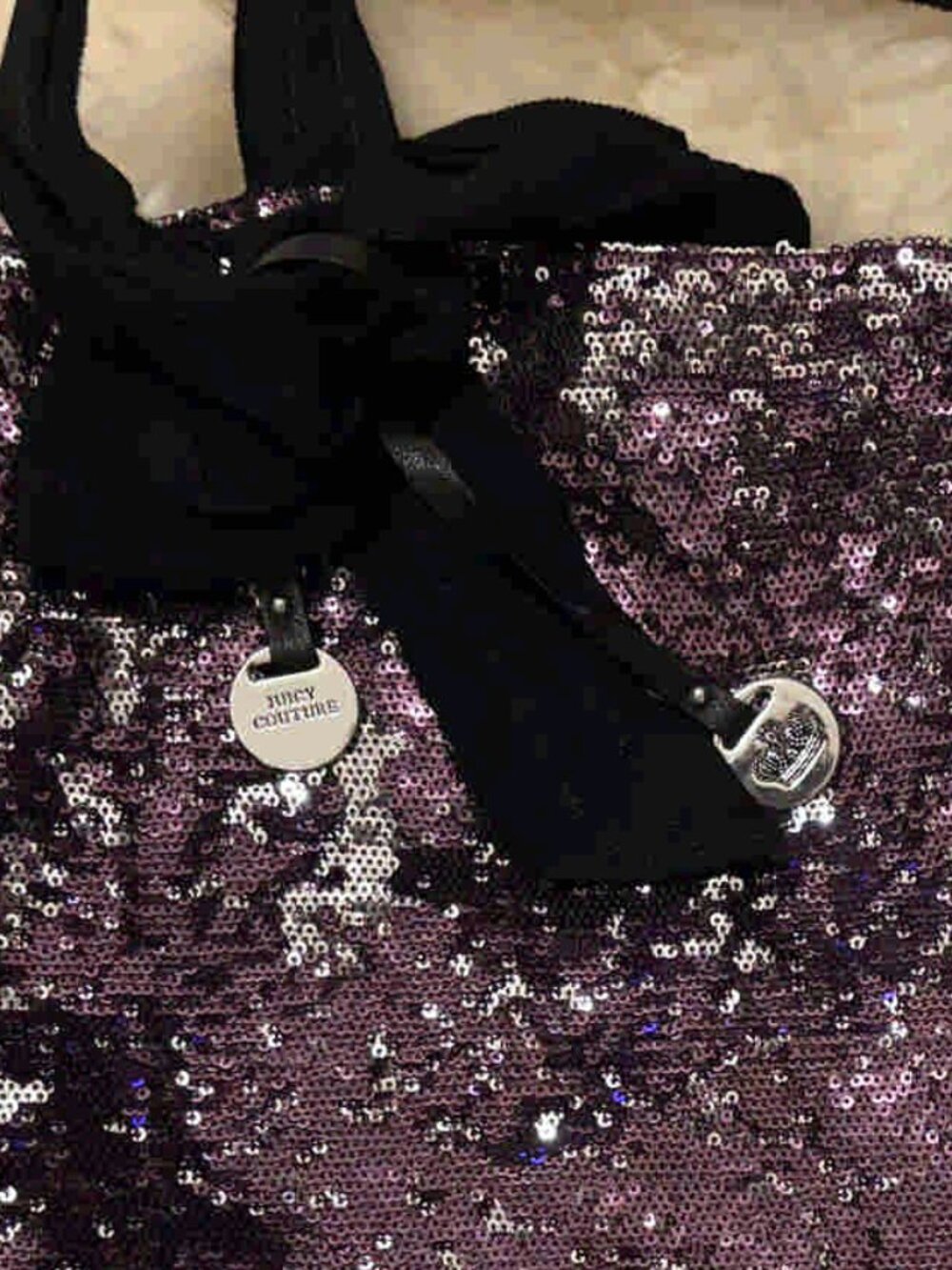 Juicy Couture Purple Sequin Tote Bag w/ Charms – Y2K Glam Halloween - New $148